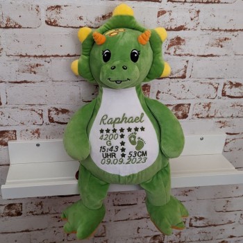 Stofftier Dino bestickt mit Namen